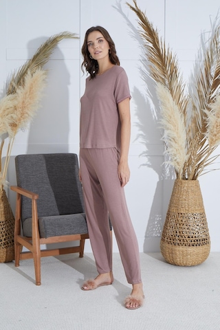 Sevim Kadın Kısa Kol Vizon Pijama Takım C8t5n9o51 001