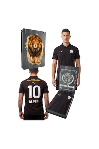 Galatasaray Lisanslı A-takım Uv Kutulu Kişiye Özel Polo Yaka Siyah T-shirt SIYAH