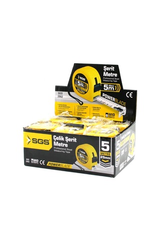 12 Adet 5mt X 25mt Stoplu Şerit Metre 5570 Standart