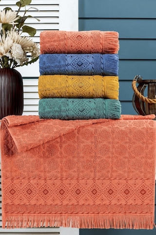 %100 Pamuklu Yumuşak Su Emici Naturel 50/90 4 Adet Havlu