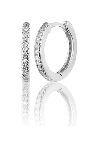 Zanaatsilver 925 Ayar Gümüş Zirkon Taşlı Halka Küpe 12 MM Zanaatsilver 925 Ayar Gümüş Zirkon Taşlı Halka Küpe 12 MM