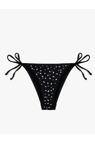 Koton Yanları Bağlamalı İpli Taşlı Bikini Altı Siyah 6sak00028mm