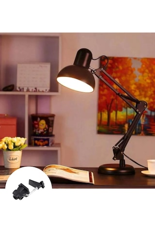 Minihome Esnek Ayarlanabilir 360 Derece Dönebilen Kıskaçlı Akrobat Masa Lambası Siyah Diğer