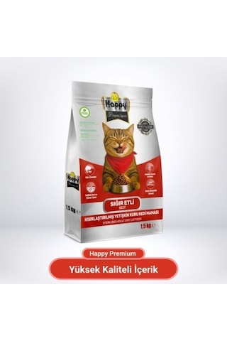 Happy Kısırlaştırılmış Sığır Etli Kuru Kedi Maması 1500 G