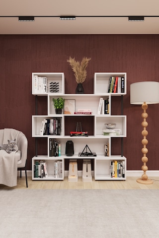 Asra Trend Modern Ayarlanabilir Raflı Ev Ofis Kitaplık %100 Mdf Dekoratif Kütüphane Kitaplık Dk02 Beyaz