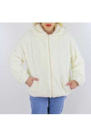 Modaonna Krem Rengi Peluş Ceket