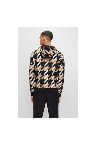 BOSS Erkek Siyah Desenli Sweatshirt Siyah Siyah