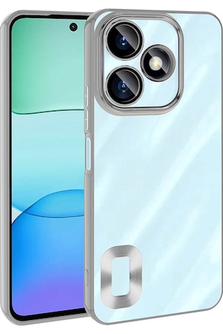 Xiaomi Redmi 13 4g Kılıf Kamera Korumalı Logo Gösteren Zore Omega Kapak-gümüş Gümüş