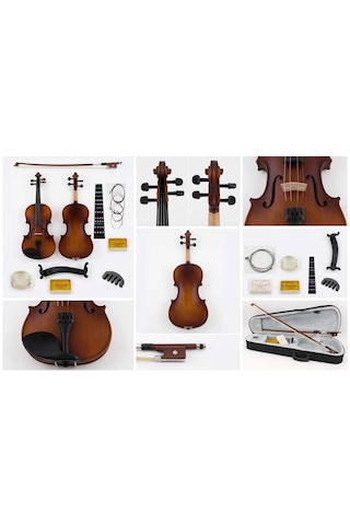 Dominelli 4/4 Keman Seti - Askılı Hardcase Çanta + Yay + Reçine + Omuz Yastığı + Susturucu + Tel Seti