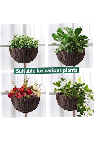 Ulzyvf Yeşil Yarım Tembel Tarzı Taklit Saksı Saksı Rattan Monte Koyu Duvara Dairesel Büyük Avrupa Tr