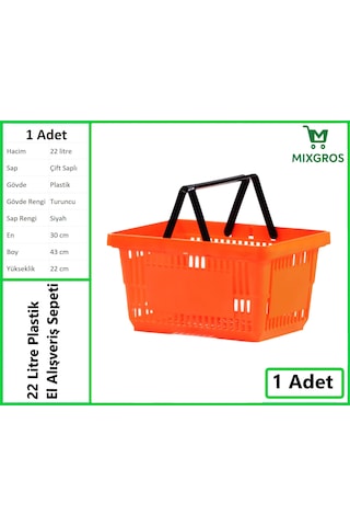 Plastik Market Alışveriş El Sepeti 22 Litre Turuncu 1 Adet Turuncu