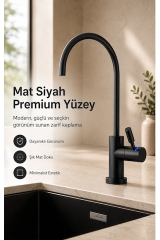 Ncps883cp-l Led Göstergeli Krom Arıtma Musluğu Premium Ro Musluk Siyah