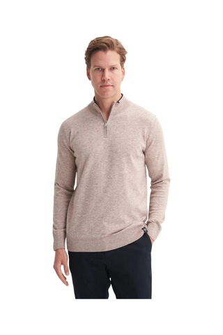 Cazador Premium Courspoun Slim Fit Yarım Balıkçı Kazak-33250 Bej Melanj