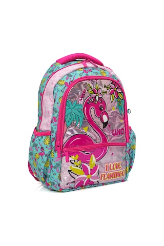 Wia Palm Flamingo Kız Çocuk İlkokul Çantası Turkuaz - Pembe