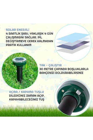 Solar Güneş Enerjili Köstebek-Yılan-Fare-Yılan-Akrep Kovucu 800m2