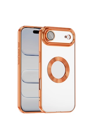 Zore Apple iPhone Uyumlu 17 Air Kılıf Kamera Korumalı Logo Gösteren Zore Omega Kapak - Turuncu