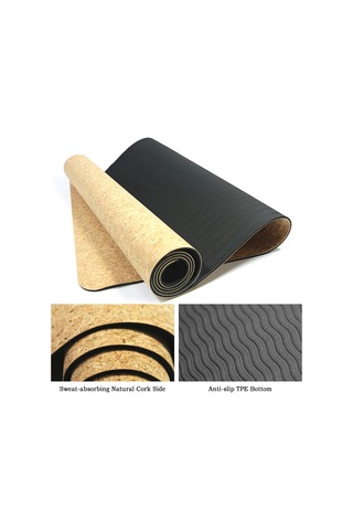 Ranyeek Doğal Kork + Tpe Dalgalı Taban Antipatlama Fıtnes Matı - 183x68x0.5cm Işıklı Yüzey, İyi Tutuculuk Sağlar Çok Renkli