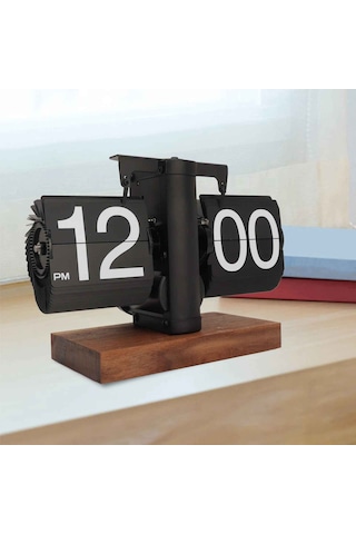 Vintage Flip Clock Mekanik Sayfa Çevirme Saat Minimalist Retro Masa Saati, Ofis Ve Ev Dekoratif Saat Siyah