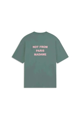 American Rag Cie Not From Paris Madame Sloganlı Koyu %100 Pamuk T - Shirt - Trendy Ve Rahat Yeşil