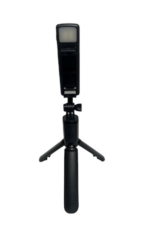 Bluetooth Kumandalı Tripodlu Işıklı Selfie Stick - Uzatılabilir, Apple Uyumlu iOS & Android Black