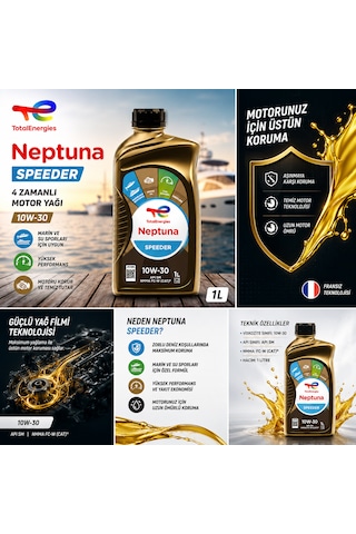 Totalenergies Neptuna Speeder 10W-30 1 L 4 Zamanlı Deniz Motoru Yağı