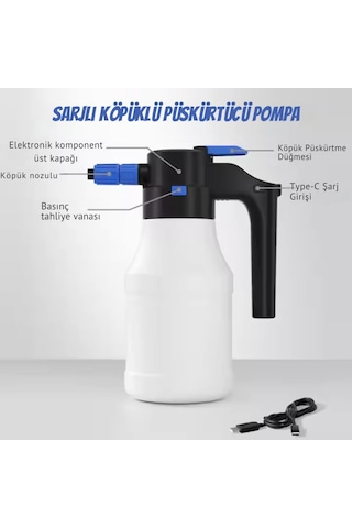 Coofbe 1.5lt Yüksek Basınçlı Şarjlı Tam Otomatik Köpük Makinası Oto Yıkama Pompası Köpük Püskürtücü