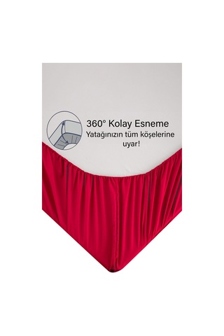 Ranforce Kahverengi Pamuklu Tek / Çift Kişilik Battal Tam Kenar Lastikli Çarşaf 14 Renk Fıtted Kırmızı