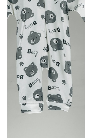 Ayıcıklı %100 Pamuklu Açıtçıtlı Bebek Tulum 001