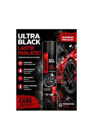 Lastik Parlatıcı Sprey 500 Ml Islak Görünüm, Kalıcı Parlaklık, Lastik Bakım Ultra Black 1 Adet