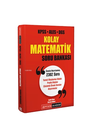 Kpss Ales Dgs Kolay Matematik Soru Bankası - Ezberbozan Problemler Tamamı Çözümlü Soru Bankası