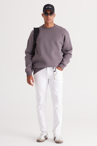 AC&Co / Altınyıldız Classics Erkek Koyu Grı Oversize Fit Bol Kesim Pamuklu İçi Polarlı Bisiklet Yaka Sweatshirt Koyu Gri
