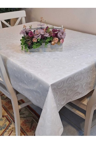 Elyaflı Pvc Muşamba - Desenli Silinebilir Masa Örtüsü Mrl52251 Beyaz
