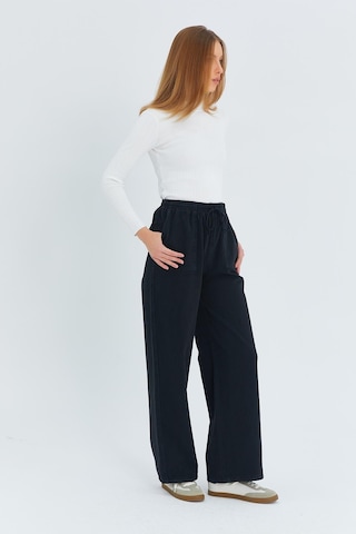 4572 Kadın Parça Boya Palazzo Pantolon Siyah Siyah