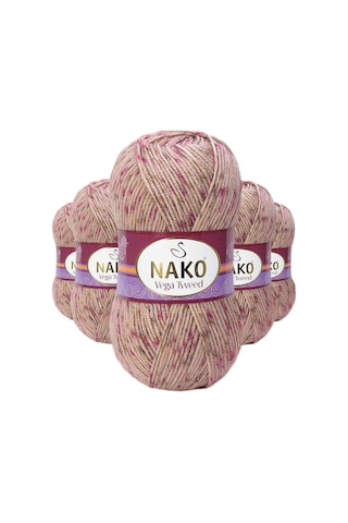 5 Adet Vega Tweed Premium Akrilik El Örgü İpi Yünü No: 31758 RYL-NWNKVT31758-5