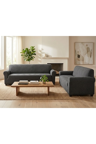 Bohem Likralı Koltuk Örtüsü Takımı 3+3 Yumuşak Dokulu Esnek Kumaş Modern Desenli Koltuk Kılıfı