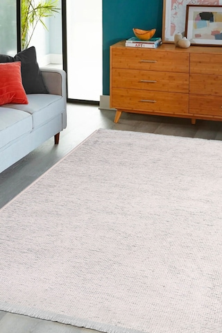 Azra Beyaz Kaymaz Taban Halı – Salon, Çocuk Odası ve Mutfak için Yıkanabilir, Yumuşak Kilim
