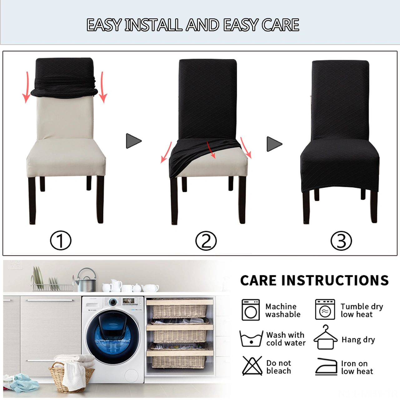 Monyee Geniş Boylu Su Geçirmez Lastikli Sandalye Örtüsü - Otel & Banket İçin Dayanıklı Kumaş, Gri Renk, Tek Parça Desenli DiğER