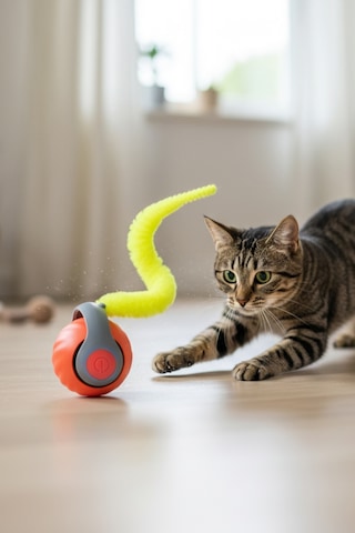 Otomatik Yuvarlanan Top Kedi Oyuncağı Turuncu H120