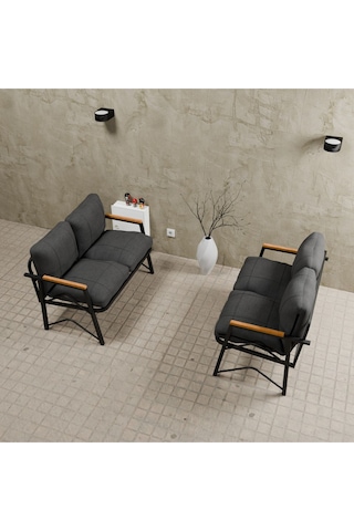 Mb Garden Furnıture Simetri Model, Balkon, Mutfak, Bahçe, Cafe,metal Koltuk Takımı, Bahçe Takımı , Çay Seti, 2+2 Takım Antrasit