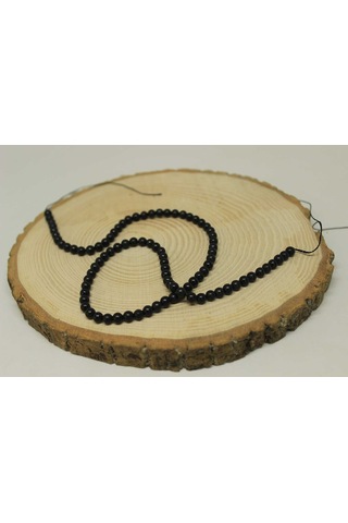 Shungite (Şungit) Taşı Yarım Dizi 4 MM 18 CM Gümüş