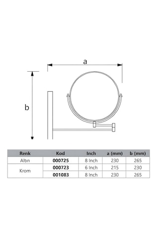 Soho 6 İnch Duvara Monte Ayna Krom