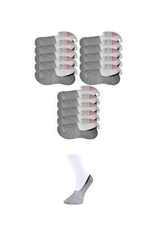 Royaleks Gri Kadın Babet Çorap 15 çift RYL-KBT15002 Çok Renkli
