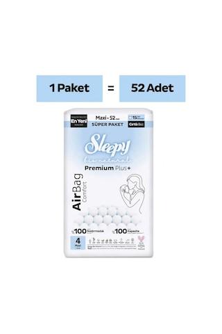 Sleepy Bio Natural Premium Plus Airbag Comfort Süper Paket Bebek Bezi 4 Numara Maxi 52 Adet