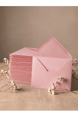 25 Adet 13x18 Cm Premium Kalite Davetiye Zarfı Pembe