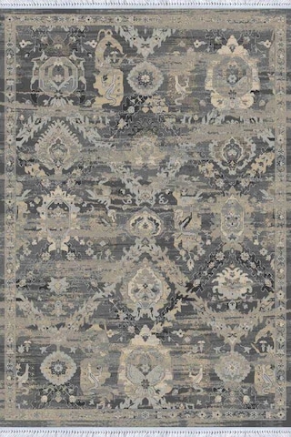 Antrasit Vintage Dokuma Pamuk Taban Kaymaz Kilim Klm276n11