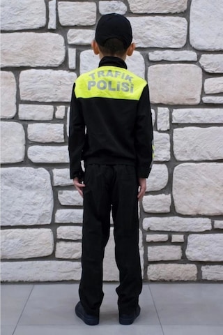 Sevimli Kids Unisex Çocuk Siyah Trafik Polisi Kostümü Siyah