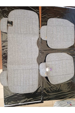 Keten Su Geçirmez Ön Arka Araba Koltuk Minderi 3'lü Oturak Cepli Gri