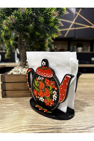 Olimp Suveniry Ahşap Peçetelik Çaydanlık 218890099 Kırmızı