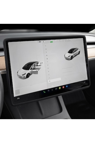 Tesla Model Y Standart Ve Juniper Uyumlu Multimedya Ön Ekran Kenar Koruyucu Silikon Çerçeve Trim 1 Adet Siyah