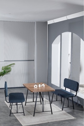 Hayat 70x110 Atlantik Mutfak Masası, Mutfak Masası Takımı, Yemek Masası, 2 Benchli - Lacivert Lacivert